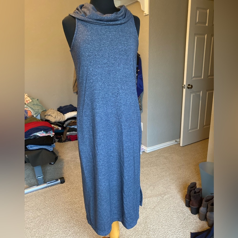 Banana Republic Cowl Neck heathered Blue Midi Dress, size small